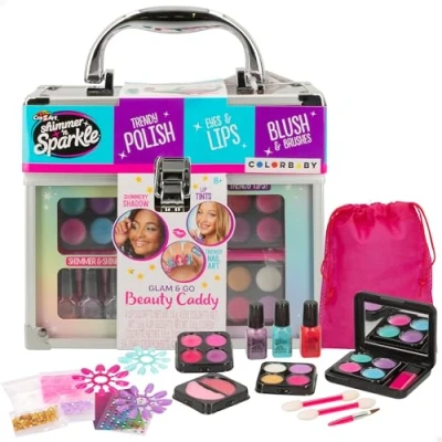 Image of ColorBaby Shimmer N Sparkle Set Children&#039;s Makeup, Go Glam, Manicure Case, Non Toxic, Nail Polish Girls, Stickers, Purpirine, Toys Girl +8 Years, Beauty Gifts Children, (47086)