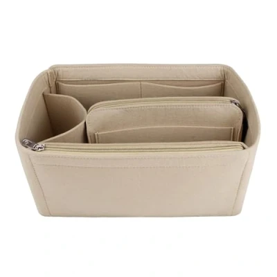Image of NOTAG Bag Organiser, Felt Organiser Insert Handbag Multi Pocket Tote (Beige, Large)