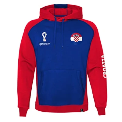 Image of Official FIFA World Cup 2022 Overhead Hoodie, Men&#039;s, Croatia, X Large Red/Blue