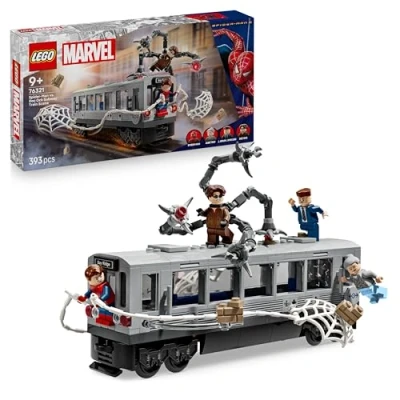 Image of LEGO ǀ Marvel Spider Man vs. Doc Ock Subway Train Scene Play &amp; Display Toy with 4 Minifigures Collectible Super Hero Gift for 9+ Year Old Boys Movie Fans 76321