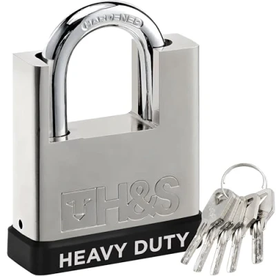 Image of H&amp;S 5 Keys 60mm Heavy Duty Padlock Warehouse Container Garage Shutter Gate Chain Shed Lock Padlocks with Locks Locker Pad