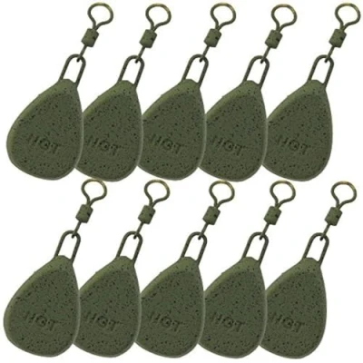 Image of DNA Leisure 10 x Flat Pear Carp Coarse Fishing Angling Weights 1.5oz 2oz 2.5oz 3oz &amp; 3.5oz NGT (2oz)
