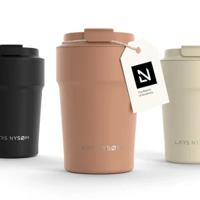 Image of LARS NYSØM Thermo Coffee Mug to Go 13oz Travel 0.38 Liter with Insulation Leak Proof Stainless Steel Thermal for and Tea on The (Blush Rose, 380ml)