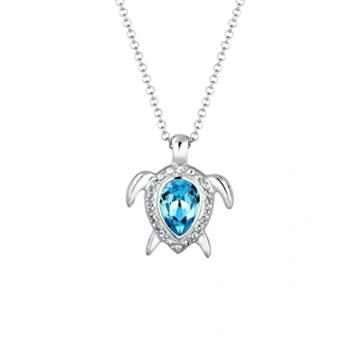 Image of Elli Women Silver 925 Sterling Turtle Crystal Necklace of Length 45cm