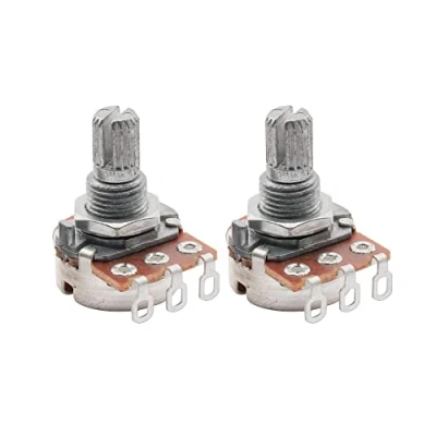 Image of Musiclily A250K Mini Potentiometers Split Shaft Audio Taper Pots for Electric Guitar Bass (Set of 2)