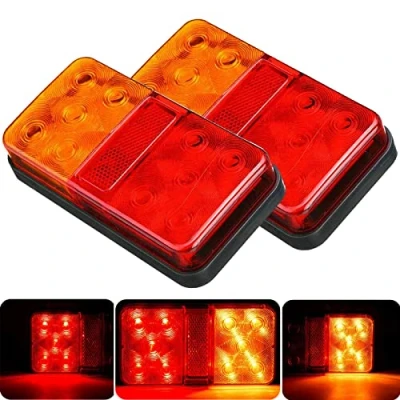 Image of LC AUTO 2PCS 12V LED Rear Tail Lights Trailer Universal 10Leds Stop Brake Light Turn Signal Indicator Lamp for Caravan Van Boat Camper Truck Lorry Tractor