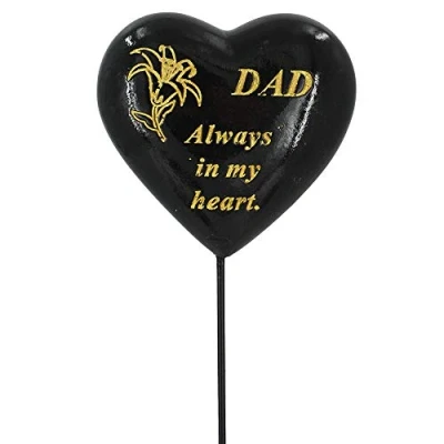 Image of Special Dad Black &amp; Gold Lily Flower Memorial Tribute Stick Graveside Plaque
