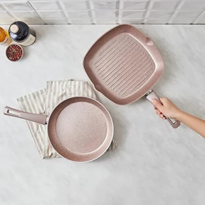 Image of KARACA Biogranite Induction Pan Set, 2 Piece, Rose Gold
