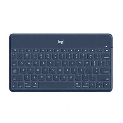 Image of Logitech Keys To Go Wireless Bluetooth Keyboard For iPhone, iPad, Smartphone, Tablet, Windows, Apple TV, Ultra Thin, Light, Short Cut Keys, QWERTY UK Layout Blue