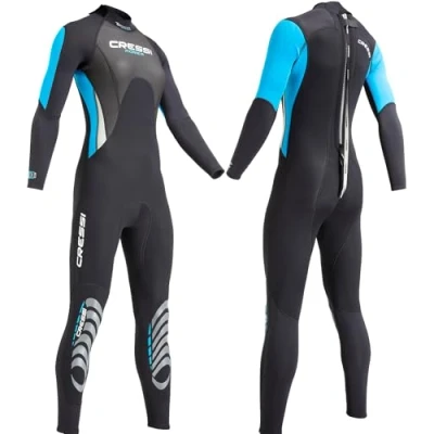 Image of Cressi Women&#039;s Lady All in one Women s Morea 3 mm Neoprene Wetsuit Black Turquoise Medium Size 3, Black/Turquoise/Silver, M UK