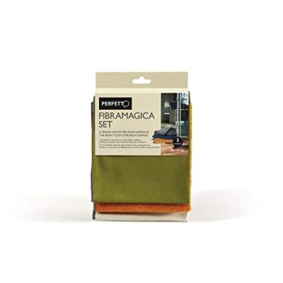Image of Perfetto Set of 3 Pieces Cloths Microfiber Fibramagica Dimension 35 x 40 Cm, Fabric, Zucca/Grigio/Petrolio, One Size