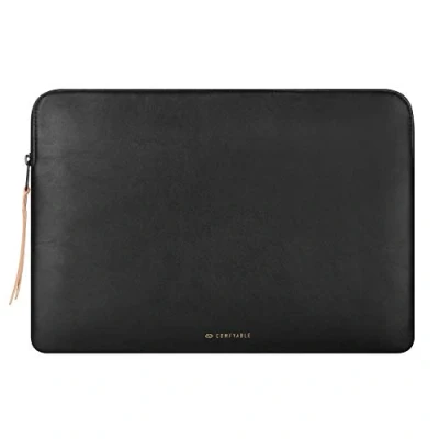 Image of Comfyable Laptop Sleeve Compatible with 16 Inch MacBook Pro M4 M3 M2 M1 2024 2019 &amp; 15 Air (Loose Fit) 2023, Slim Protective PU Leather Bag Waterproof Case for Mac, Black