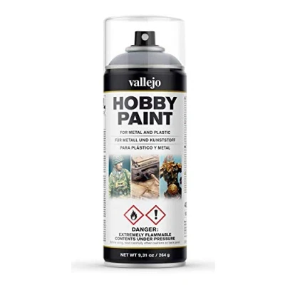 Image of Vallejo 28021 Hobby Paint Spray Primer for Metal, Plastic or Resin, Silver, 400 ml (Paquete de 1)