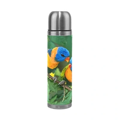 Image of Eslifey Rainbow Lorikeet Leak Proof Water Bottle Insulated Double Vacuum Stainless Steel Thermos 500ML