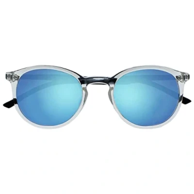 Image of OPULIZE Met Large Comfortable Clear Black Arms Blue Mirrored Lens Mens Womens Reading Sunglasses UV400 S60 C +0.00