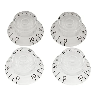 Image of Musiclily Pro Left Handed Imperial Inch Size Guitar Bell Top Hat Knobs for USA Made Les Paul Style,Transparent(Set of 4)