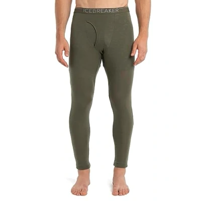Image of Icebreaker Merino Wool 175 Everyday Men’s Cold Weather Leggings with Fly Thermal Underwear for Men Contoured Slim Fit 100% Base Layer Premium Long Johns, Large, Loden Green