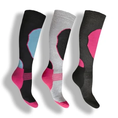 Image of i Smalls Ladies 3 Pairs High Performance Ski Socks Long Hose Thermal 4 7