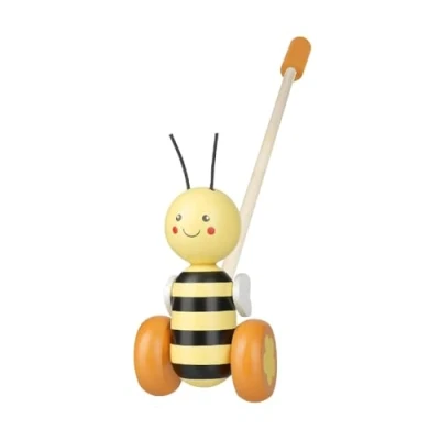 Image of Honey Bee Push Along Toy Animal and Pull Toys For 1 Year Olds, Wooden Toddler Toys, 1st Birthday Gifts Boy Girl Early Development &amp; Activity by Orange Tree