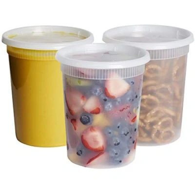 Image of Comfy Package [24 Sets 32 oz.] Plastic Deli Food Storage Freezer Containers With Airtight Lids