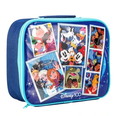 Image of Disney 100 Rectangular Insulated Lunch Box Bag for Boys and Girls, Perfect Size Packing Hot or Cold Snacks School Travel, BPA Free