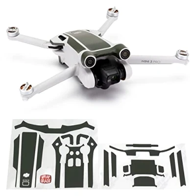 Image of WRAPGRADE Skin Stickers compatible with DJI Mini 3 Pro Accent Color (ARMY GREEN)