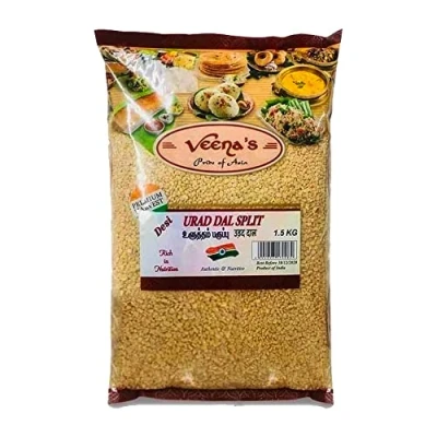 Image of Veenas Urid Dall Split 1.5KG Dal Urad High Fibre Protein Natural Indian Origin Gluten Friendly