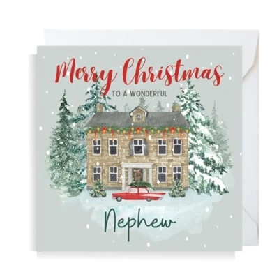 Image of Second Ave Nephew Christmas House Square Xmas Holiday Festive Greetings Card