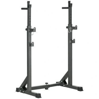 Image of SPORTNOW Heavy Duty Squat Rack, Adjustable Barbell Rack with Dip Station, Multi Function Weight Lifting, for Home, Gym Black