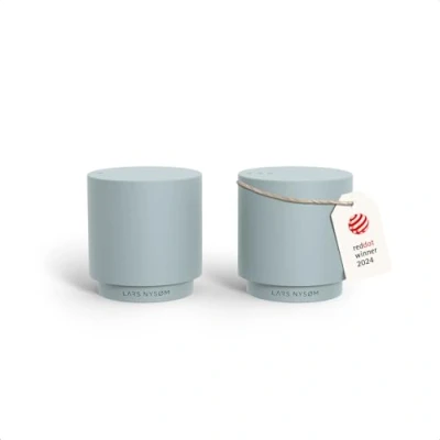 Image of LARS NYSØM Mini Salt and Pepper Shakers Set Stainless Steel with Modern Minimalist Design, Easy Refill, Small Size (Sky Blue)