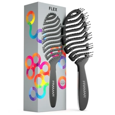 Image of FRAMAR Wet Hair Brush Detangler Detangle Women, Hairbrushes For Vent Hair, Brush, Vented Blow Drying, Hairbrush, Detangling Black