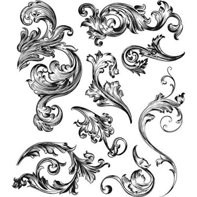 Image of Tim Holtz Stampers Anon Cling RBBR Stamp Set SCROLLWORK, Rubber, One Size