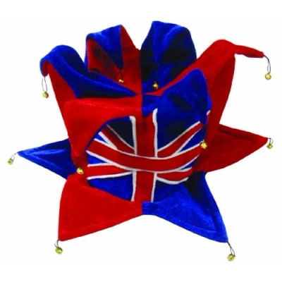 Image of amscan 994084 Britain Felt Jester Hat 1 Pc, Red/White/Blue, One Size