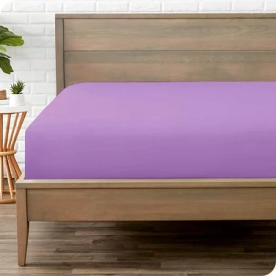 Image of Funky Gadgets Super King Fitted Sheet Lilac 90GSM Brushed Microfiber Fabric Deep Pocket 10 Inch (25cm), Easy care Corner Elastic Mattress Bed Sheets (183 X 200cm)