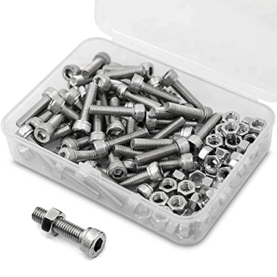 Image of M5 0.8 x 20mm 60PCS Socket Head Cap Screws Bolts and Nuts Set 304 Stainless Steel 18 8 Allen Drive
