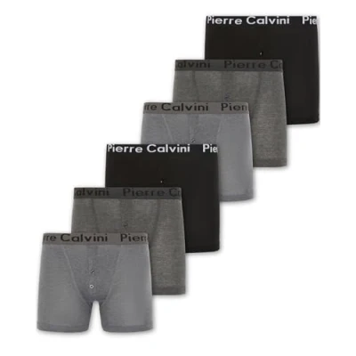 Image of Pierre Calvini Mens Button Fly Boxer Shorts, Grey (6 Pack), XXL UK