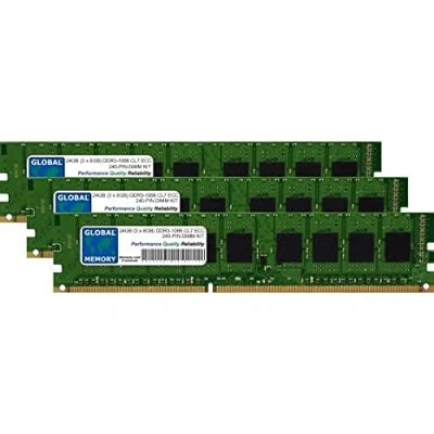 Image of 24GB (3 x 8GB) DDR3 1066MHz PC3 8500 240 PIN ECC DIMM (UDIMM) MEMORY RAM KIT COMPATIBLE WITH SERVERS/WORKSTATIONS/MOTHERBOARDS (*NOT FOR PCs*)