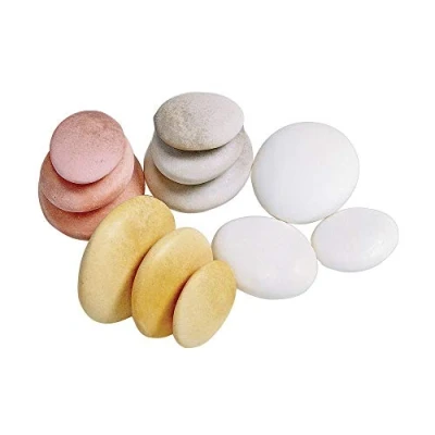 Image of Yellow Door YD1039 Natural Sorting Stones Set of 12 tactile Stacking Pebbles in 3 Sizes and 4 Colours