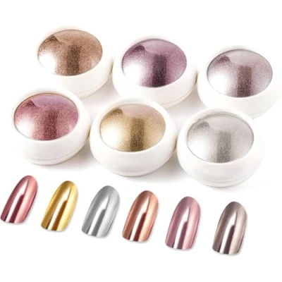 Image of LEDSUUEI【Upgrade】Rose Gold Chrome Nail Powder 【Super Mirror Effect】Silver Powder, Metal for Nails Glitter Art Design Decoration Christmas Gift