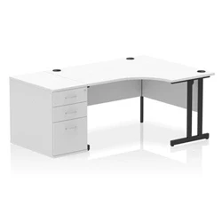 Image of Impulse 1400 RH Crescent Desk Cantilever White/Black 800 High Ped