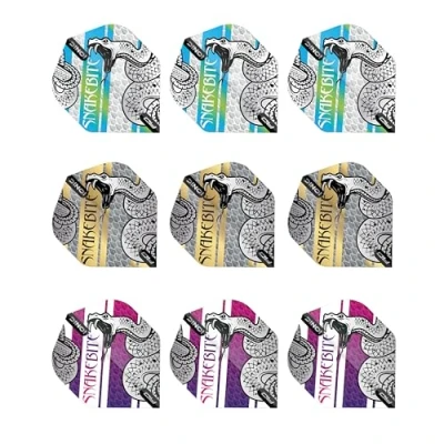 Image of RED DRAGON Hardcore Snakebite Coiled Snake Dart Flight Selection Pack 3 sets Per (9 Flights in total)