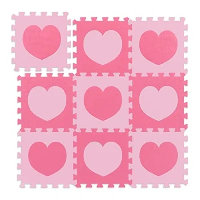 Image of Relaxdays 10037472_1359 mat Heart Pattern, 18 Puzzle Pieces, Made of Non Toxic EVA Foam, W x D: 91.5 cm, Pink, 1 31.5 cm
