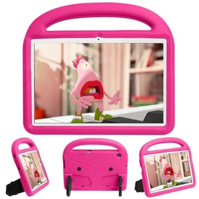 Image of Kids Case For Huawei MediaPad T5 10.1 inch, Tablet Friendly Lightweight, Handle with Stand, Soft EVA Foam Shockproof Protective Cover, Rose