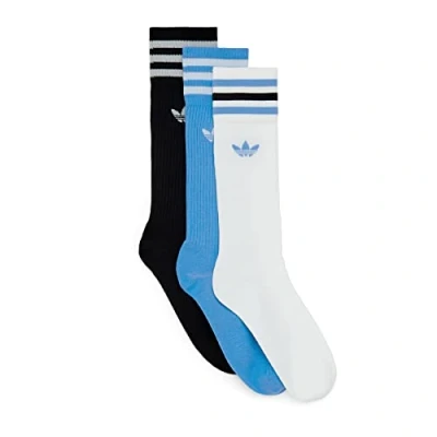 Image of Adidas, Solid Crew Sock, Socks, White/Light Blue/Black, 3942, Unisex Adult