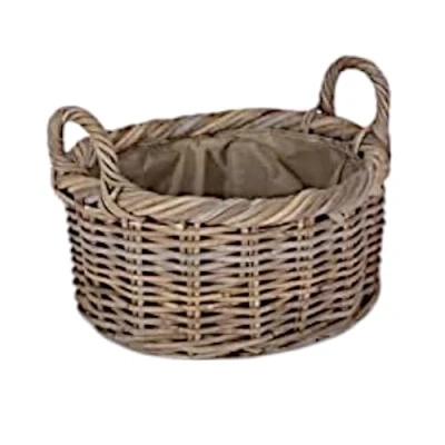 Image of Vanilla Leisure Luxury Log Basket Wicker Medium for Indoor Burner &amp; Fireside Cordura Lining Logs, Kindling, Linen Storage Wood Firewood