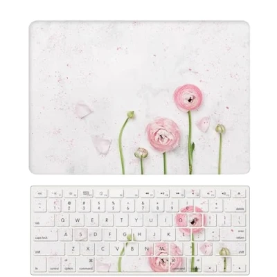 Image of Compatible with New MacBook Air 13 inch Case Retina Display &amp; Touch ID 2020 2019 2018 Release Model A1932 A2179 A2337 M1, Plastic Protective Hard Shell Cover Keyboard Cover, Pink Flower