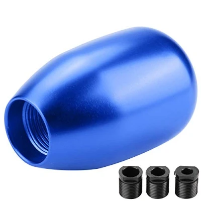 Image of Qiilu Gear Shift Knob, Metal Car 5 Speed Manual Knob Shifter Lever Stick with 3 Adapters 8/10/12mm(Blue)