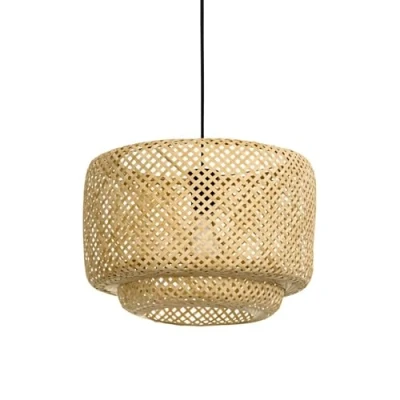 Image of EGLO Hettonie pendant light, bamboo lampshade, Ø 42 cm