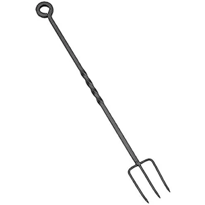 Image of Fireplace Tools Poker Shovel Brush Tongs Fork Chestnut Roaster Black Cast Iron Fireside Companion Set (Fork)