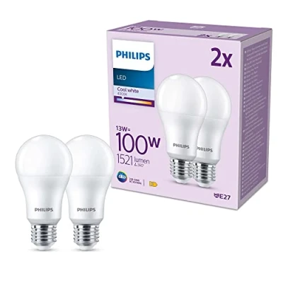 Image of PHILIPS LED Frosted A67 Light Bulb 2 Pack [Cool White 4000K E27 Edison Screw] 100W, Non Dimmable. for Home Lighting, 100W CW FR ND 2PF/6 AM, Value Range